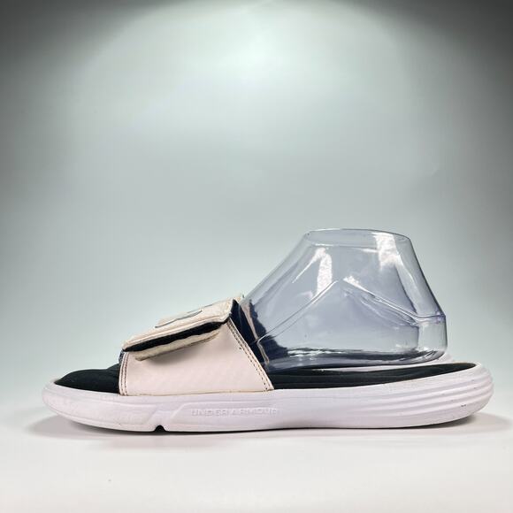 Under Armour Ignite VI White Black Adjustable Strap Slide Sandals Men's Size 10 - Picture 4 of 9